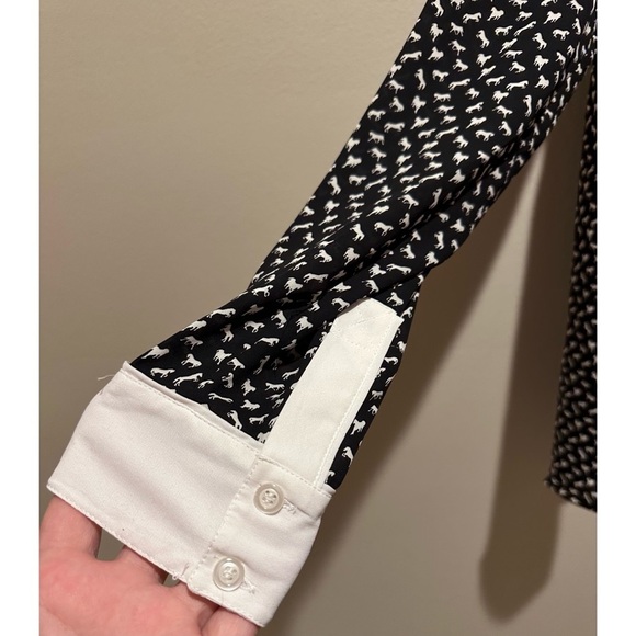 Free People Women’s Collared Horse Print Blouse Size Medium‎ - Picture 2 of 8